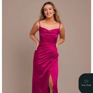 David’s Bridal Charmeuse Cowl Spaghetti Strap Dress - Galina Signature